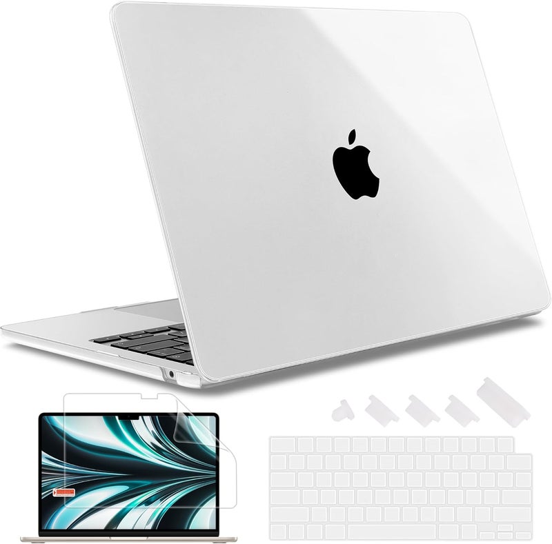 May Chen غطاء لجهاز MacBook Air 13.6 بوصة 2025 2024 2023 2022 إصدار A3240 M4 A3113 M3 A2681، غطاء صلب بلاستيكي لجهاز MacBook Air 13.6" مع شاشة Retina يتناسب مع Touch ID، شفاف كريستالي - Image 1